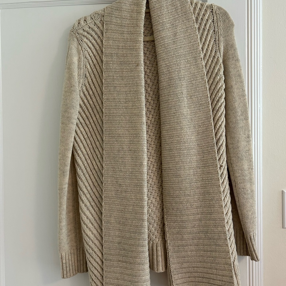 Vince Cream Textured Knit Cardigan Sweater